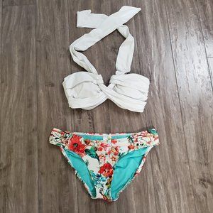 Seafolly white bikini convertible bandeau or halter top.